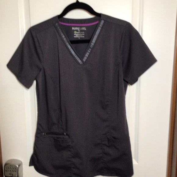 Lot of 2 Healing Hands Purple Label Yoga Grey Scrub Top Women’s Sz S Joy /Jasmin - Picture 5 of 13